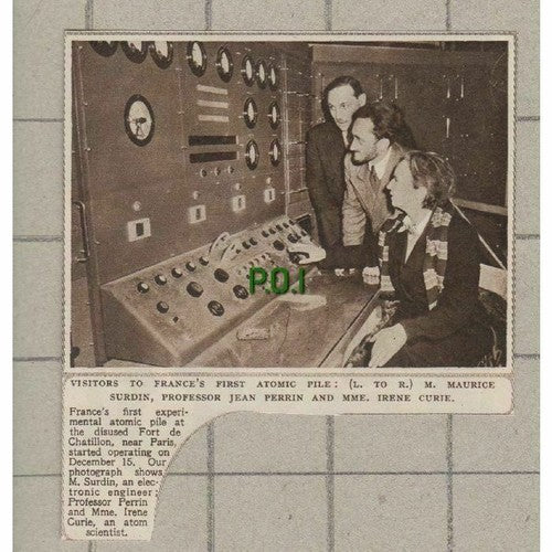 C278) Maurice Surdin Jean Perrin Irene Curie France Atomic Pile Chatillon 1949