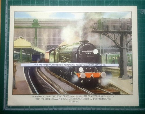 LORD NELSON 4-6-0 No. 30851 Sir Francis Drake Railway Engine 1950s Cutting