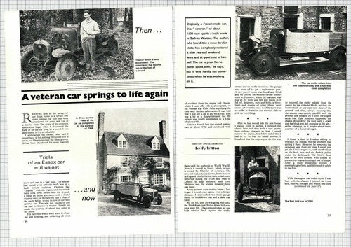 P Tritton Saffron Walden Essex Veteran Car Restored - 1970 Article