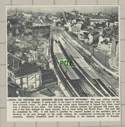 La Chapelle Railway Station Brussels Belgium - 1950 Small News Cutting