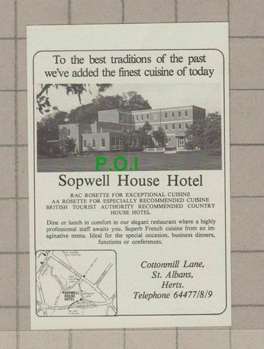 C1840) Sopwell House Hotel St Albans Hertfordshire Small Advert - 1979 Clip