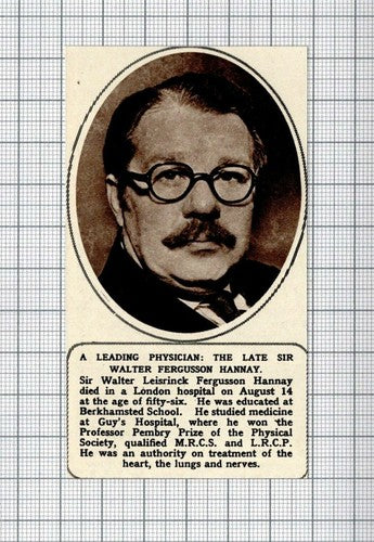 Sir Walter Fergusson Hannay Obituary - 1961 Small Cutting