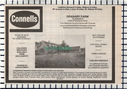 C6853) Granary Farm Tilsworth Sale Advert - 1982 Cutting