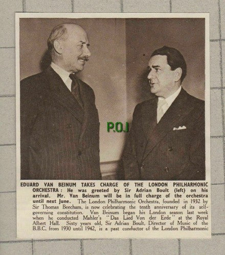 Eduard Van Beinum London Philharmonic Orchestra Sir Adrian Boult - 1950 Cutting