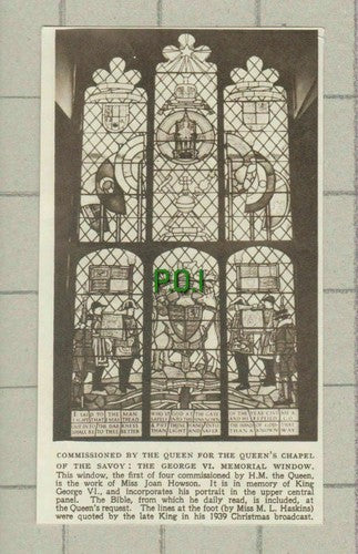 Joan Howson George VI Memorial Window Chapel Savoy - 1953 SMALL News Clipping