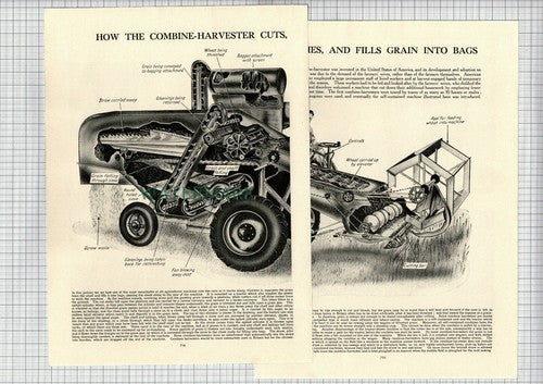 How A Combine Harvester Works Farming - c.1950s 2-Part Cutting