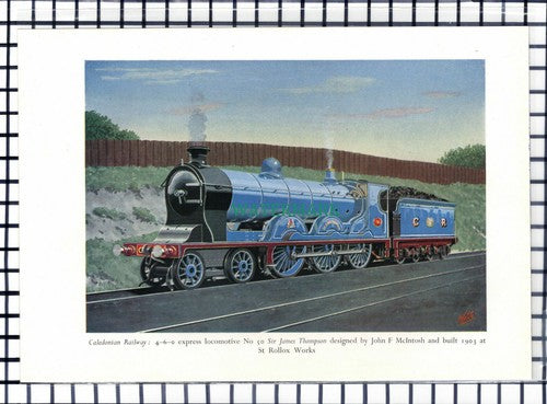 C6736) Caledonian Railway Locomotive No 50 Sir James Thompson - 1950 Print