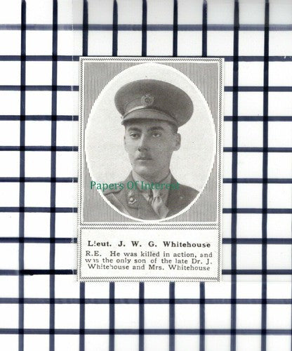 C5868) Lt JWG Whitehouse Royal Engineers World War One - 1919 Clip SMALL