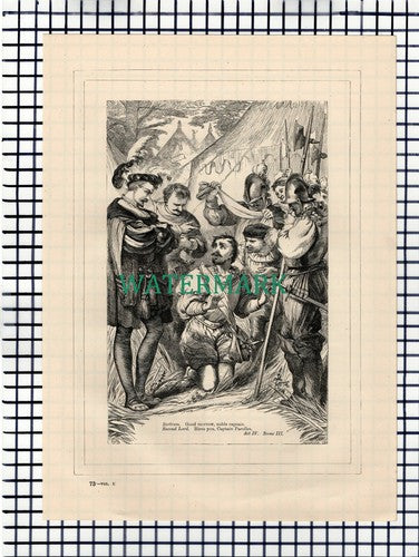 X1623) All's Well That Ends Well Bertram Lord - c.1880 Shakespeare Book Print