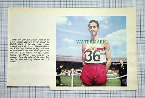 (C106) Gordon Pirie South London Harriers - 1950s Cutting