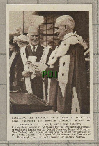 (C631) Sir Donald Cameron Mayor of Dunedin Sir Andrew Murray Edinburgh - 1949