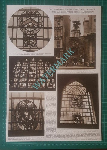 (X684) St Ethelburga The Virgin Church Bishopsgate London - 1951 Clip
