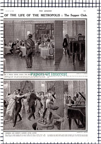 The LOTUS Club London Supper Room Mr F H Payne - 1914 Two-Part Print / Clipping