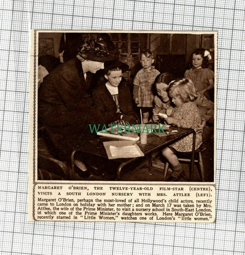 C2153) Margaret O'Brien Child Film Star Mrs Attlee Nursery School - 1949 Clip