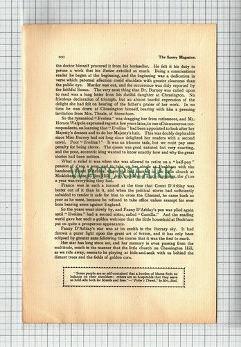 (6944) Fanny Burney D'Arblay Evelina Chessington - 1901 Article