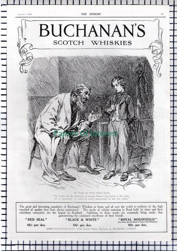 Fagin Oliver Twist Buchanan's Whisky Advert - 1914 News Page / Print
