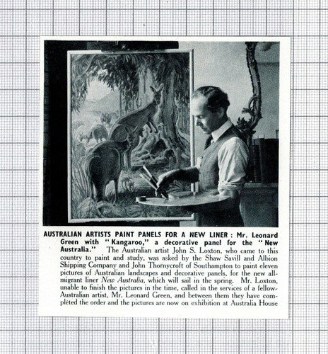 Mr Leonard Green Artist John S Loxton New Australia Ship - 1949 News Cutting