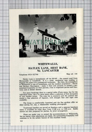 C7499) Whitchaff Inn Rawtensall Whitewalls Hest Bank Harrington c.1970s Cutting