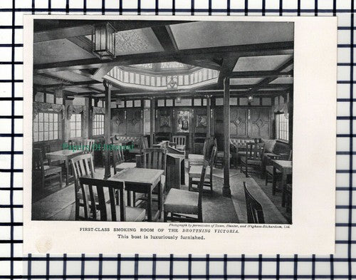 C6098) The DROTTNING VICTORIA Boat Ship Interior - 1950s Cutting