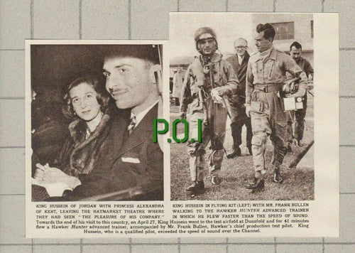 King Hussein of Jordan Frank Bullen Dunsfold Airfield - 1959 News Clipping