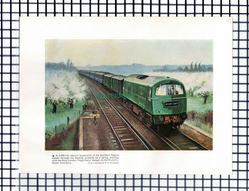 Southern Region Locomotive Night Ferry Railway Locomotive - c.1960s Clip / Print