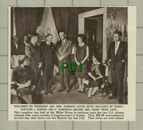 Captain J McKone & F Olmstead US Airmen President Kennedy - 1961 Small Clipping