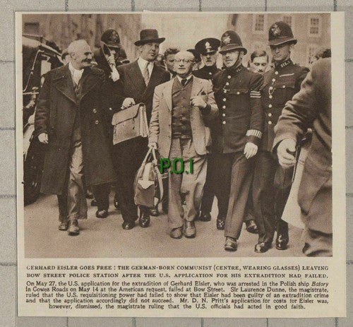 (C420) Gerhard Eisler Freed Bow Street Police Station - 1949 Cutting