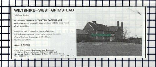 C6889) West Grimstead Wiltshire House Sale Advert - 1978 Cutting