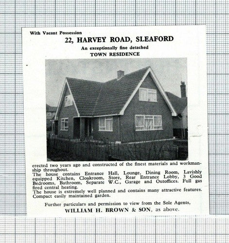 22 Harvey Road Sleaford Lincolnshire House Sale Advert - 1970 Clipping