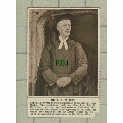 C228) Mr C A Elliott Provost of Eton - 1949