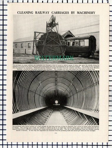 (7253) Cleaning Railway Carriages By Machinery GWR - c.1940s Picture Article