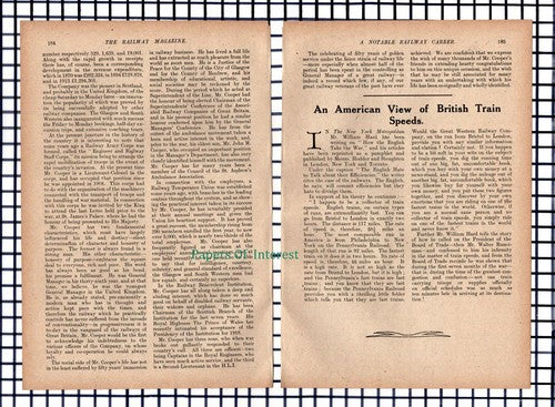 Mr David Cooper Glasgow & South Western Railway Manager - 1917 Article