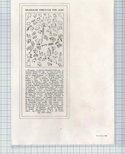 (5903) Hats and Caps Of Many Lands And Ages - c.1950s Book Print