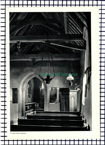 X1447) Baulking Berkshire Church - 1950s Book Print