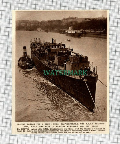 C2157) HMS CHRYSANTHEMUM RNVR Training Ship Leaving London - 1949 Clip