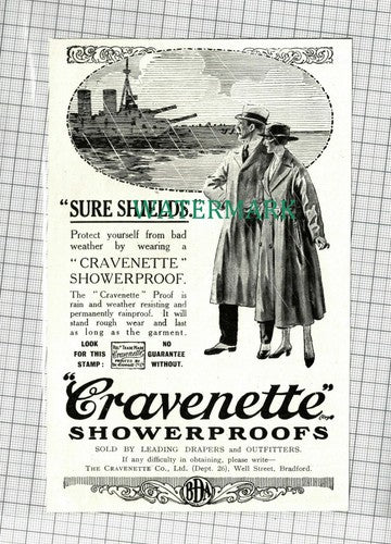 C1741) Cravenette Showerproofs Bradford Advert - 1918 Clip