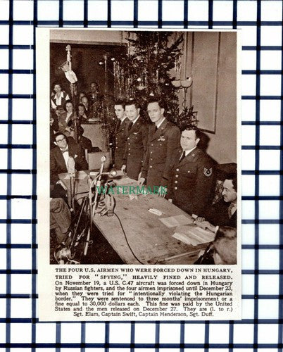 C6365) US Airmen Hungary Sgt Elam Captain Swift Henderson Duff - 1952 Cutting