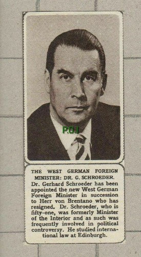 (5157) Dr Gerhard Schroeder West German Foreign Minister 1961 SMALL Clip