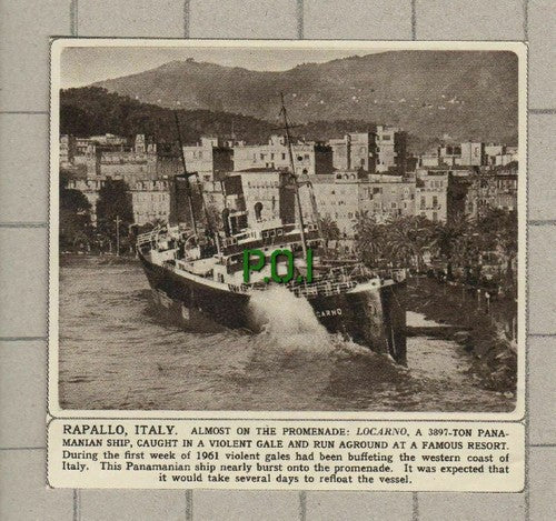 LOCARNO Ship Run Rapallo Italy - 1961 SMALL News Clipping