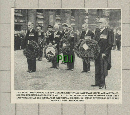 Sir Thomas MacDonald Sir Eric Harrison Anzac Day - 1963 Small News Clipping