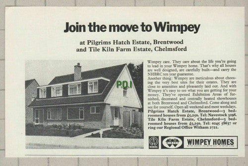 (5272) Wimpey Homes Pilgrims Hatch Estate Tile Kiln Farm Chelmsford Essex 1969