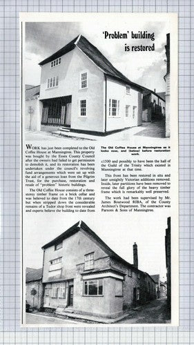 The Old Coffee House Manningtree Essex James Boutwood Parsons -1974 Clipping