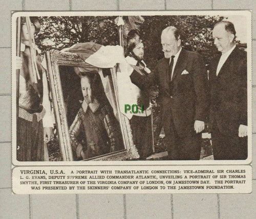 Jamestown Foundation Virginia USA Sir Charles Evans - 1961 Small Clipping