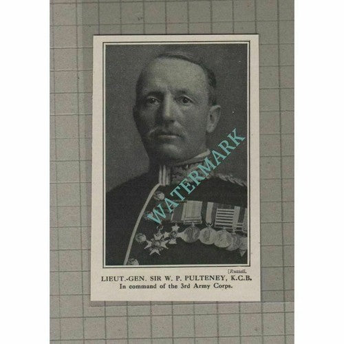 C242) Lieut Gen Sir W P Pulteney 3rd Army Corps - 1916 Clip