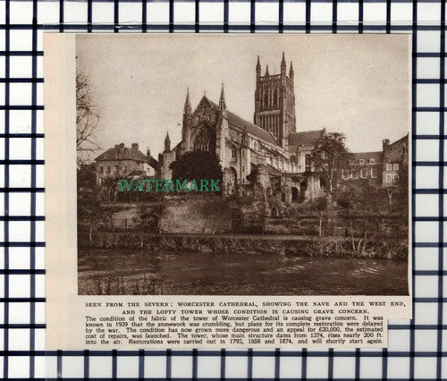 C6691) Worcester Cathedral Crumbling - 1952 Cutting