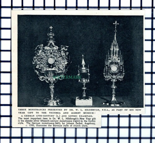 C6377) Dr W L Hildbrugh Victoria & Albert Museum Gift - 1952 Cutting