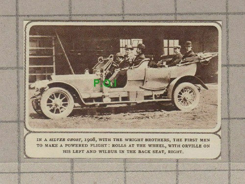 C1690) Rolls and Royce In A Silver Ghost With Wright Brother -1954 Clip SMALL!!