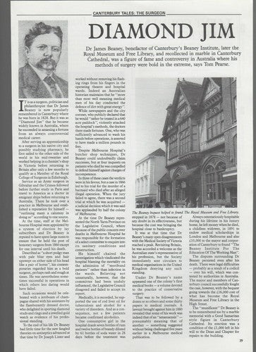 Dr James Beany Institute Surgeon Canterbury - 1991 Article
