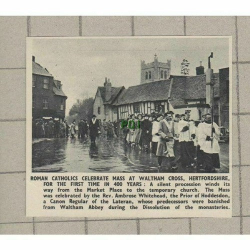 Waltham Cross Roman Catholic Mass Rev Ambrose Whitehead - 1951 SMALL Cutting