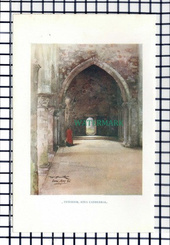 C6459) Interior Iona Cathedral Scotland - c.1920s Small Print